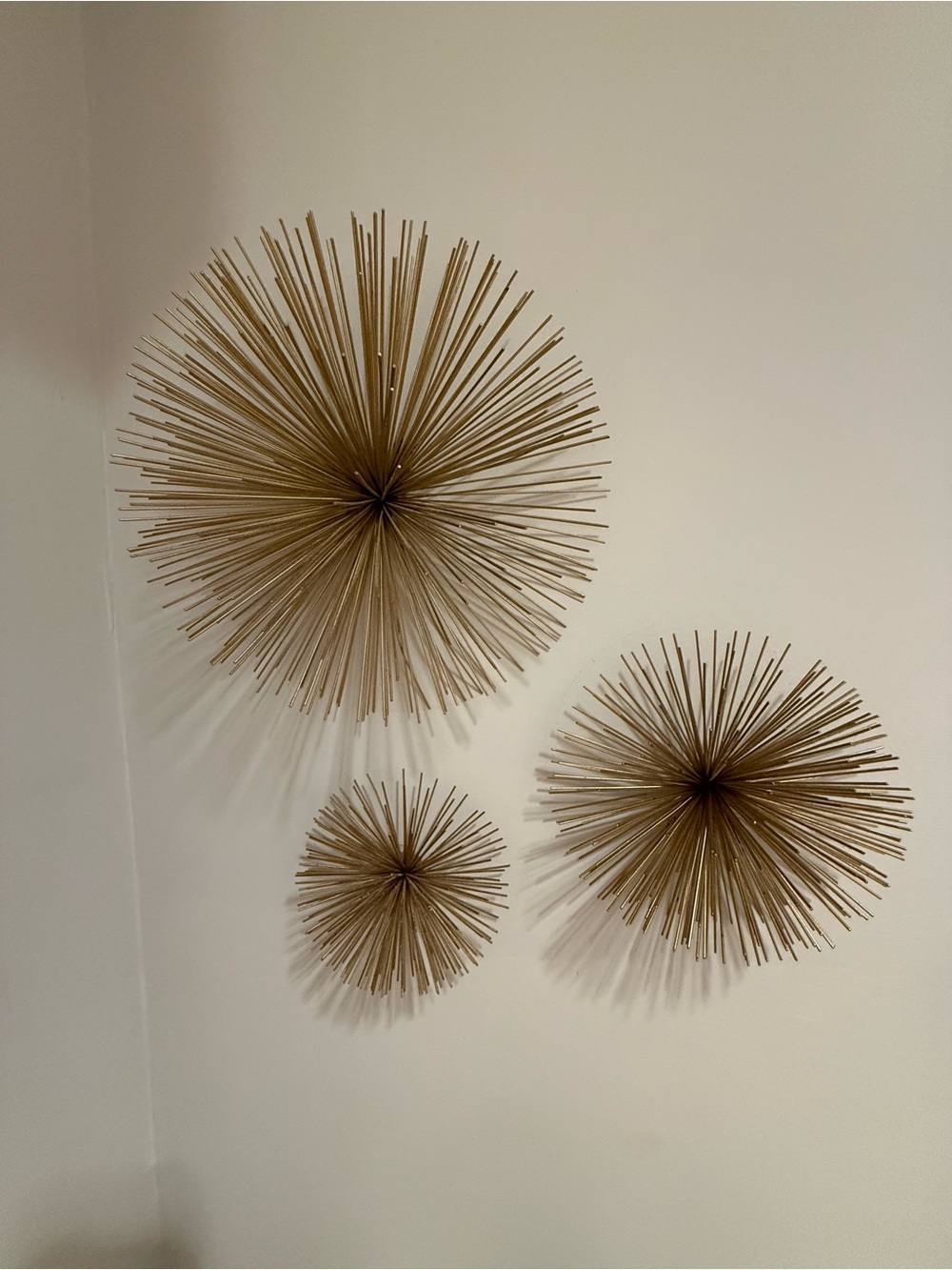 Gold Burst Metal Wall Sculpture - Set of 3